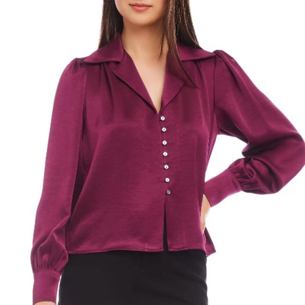 Karen Kane Satin Button-Up Blouse